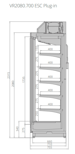 Холодильная горка Brandford VR 2080.700 ESC Plug-In