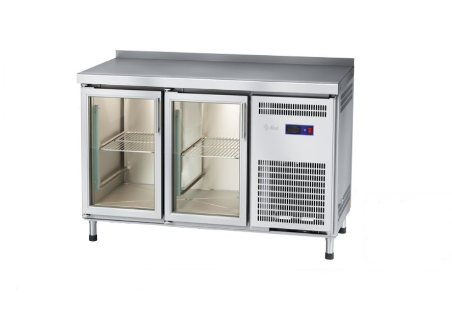 Стол холодильный Abat СХС-70-01 (неохлаждаемая столешница) (с бортом) (дверь-стекло, дверь-стекло)