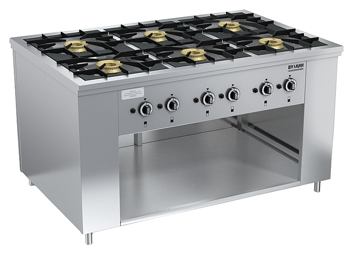 Плита газовая Вулкан ПРГ-IIА-6 Maxi (с двухсторонним управлением) (8231)