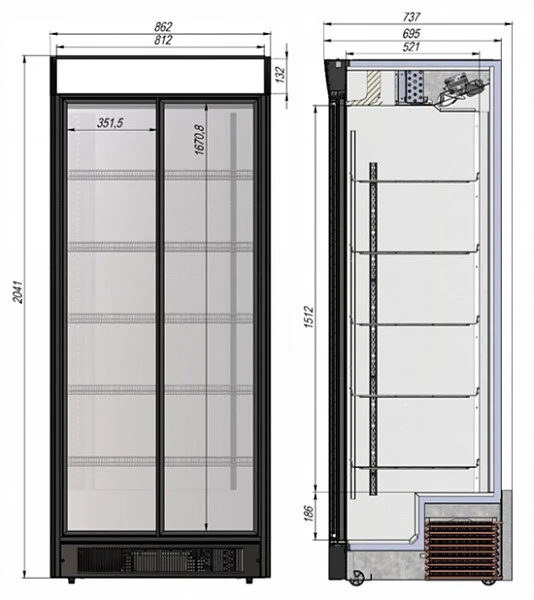 Холодильный шкаф Briskly 8 Slide AD (RAL 7024)