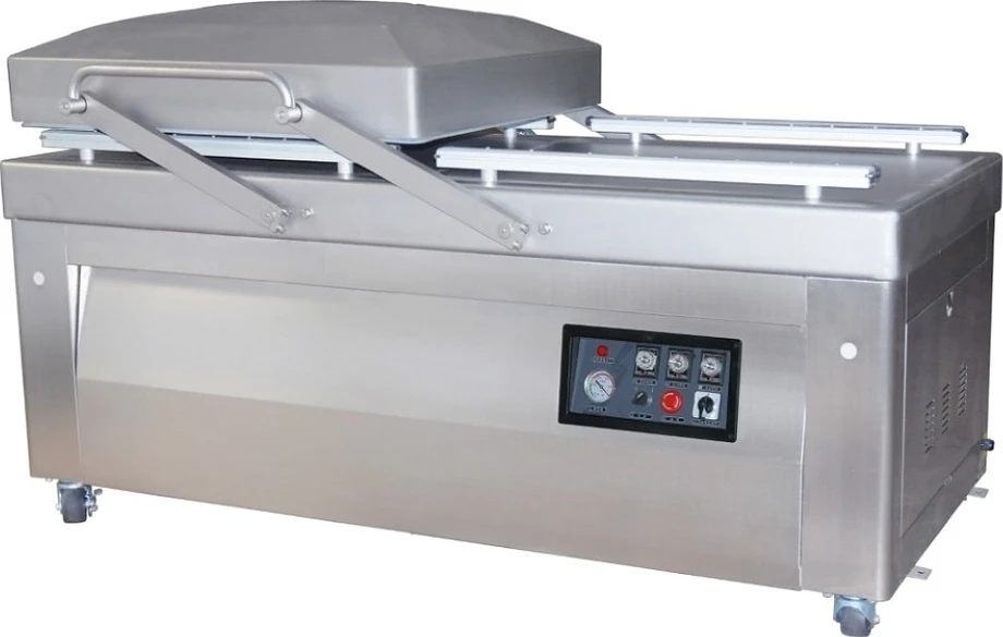 Машина вакуумной упаковки Hualian Machinery HVC-820S/2B-G SS (нерж, газ, обрезка)