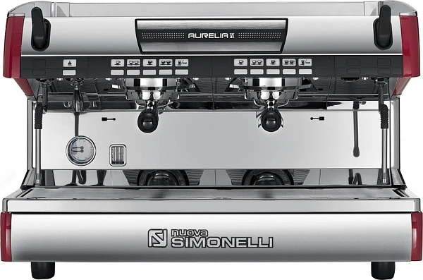 Рожковая кофемашина Nuova Simonelli Aurelia II 2Gr V (220V) (красная) (LED) (высокие группы) (141020