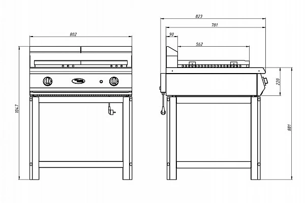 Жарочная поверхность Grill Master Ф2ПЖГ/800 (на подставке) (50008)